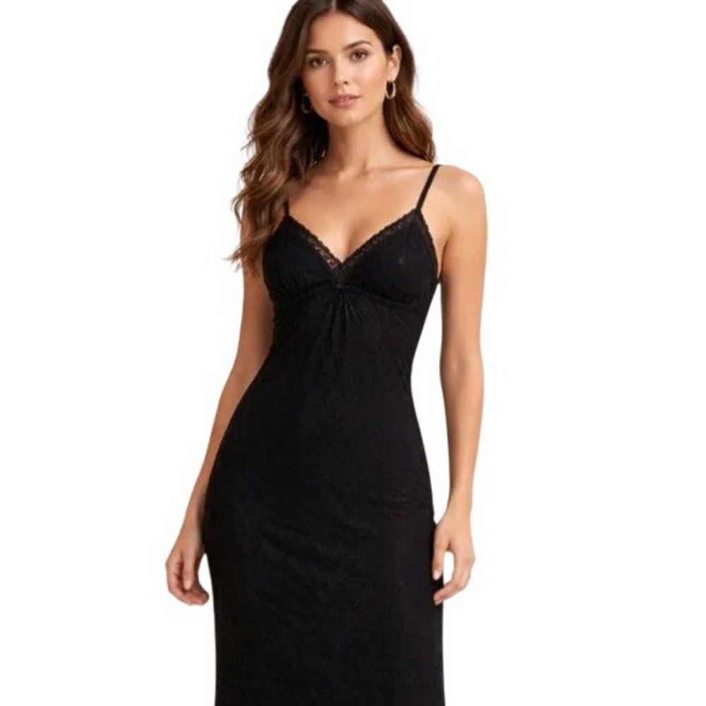 No Boundaries Black Lace Maxi Dress Babydoll Tiered Ruffle Hem‎ LBD (Size XL)
